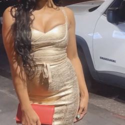 Gold  Bandage Dress