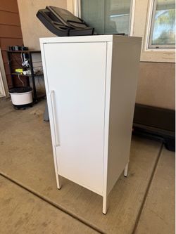 Metal Storage Cabinet with Door & 2 Adjustable Shelves 39.5” Small Storage Cabinet with Magnetic Closure for Home Office Garage Kitchen