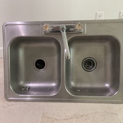 $50 Stainless Double Sink With Faucet And Garbage Disposal 