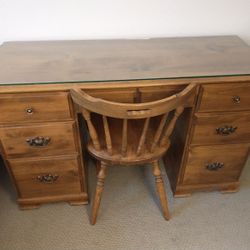 Vintage Glass Top Desk 