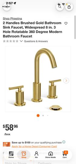 Phiestina Brushed Gold Widespread Bathroom Faucet