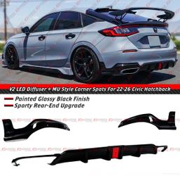 22-26 Civic Hatchback LED Rear Diffuser + Corner Aprons