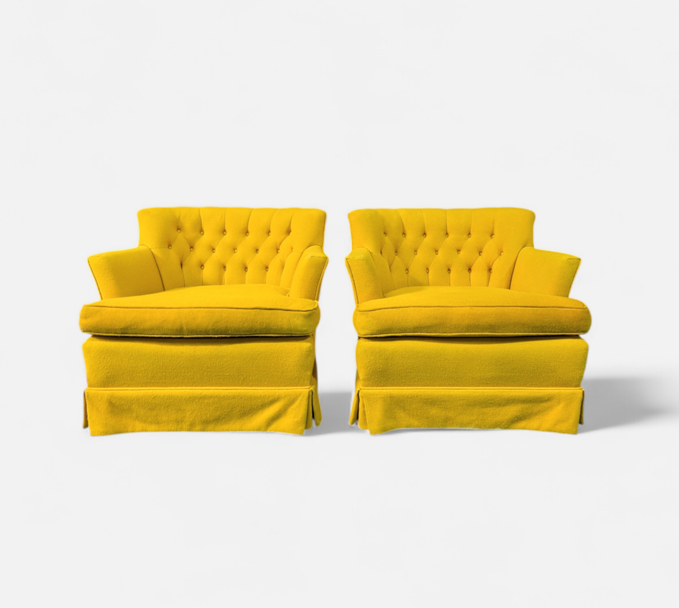 Vintage Yellow Tufted Lounge Chairs