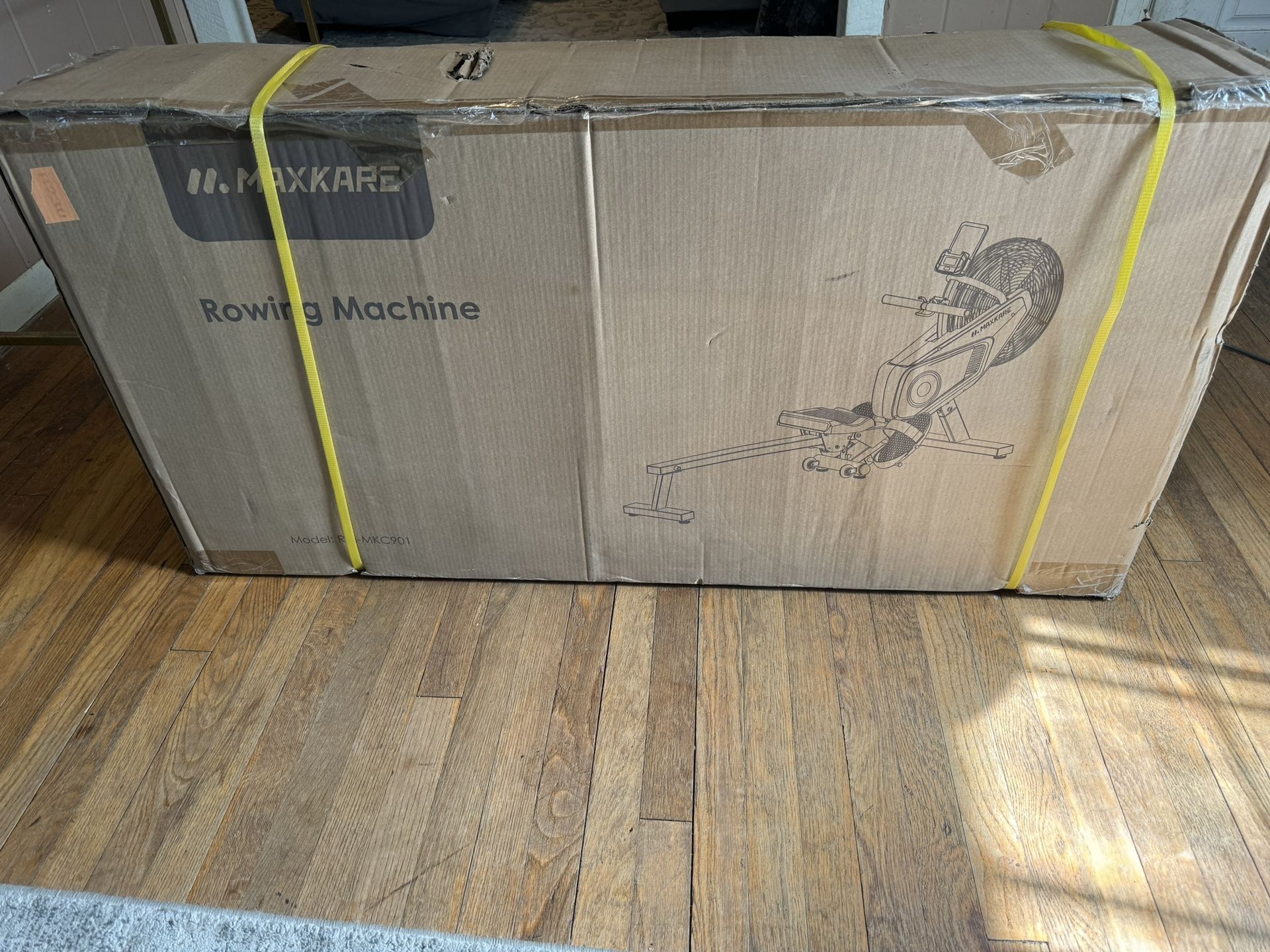 MaxKare Rowing Machine Air Rower Dual Belt With Screen for Sale in San