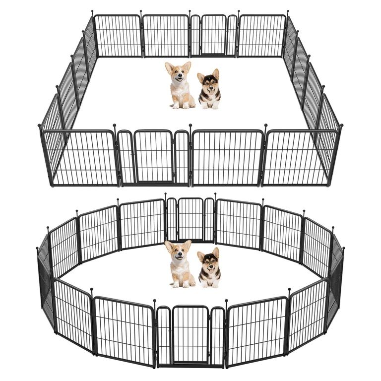 Dog Playpen Outdoor, 16 Panels 24" Height Dog Fence Exercise Pen with Doors for Small Dogs, Pet Puppy Playpen for RV, Camping, Yard