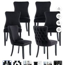 6 Pack Black Velvet Dinong Chairs Brand New In Box 