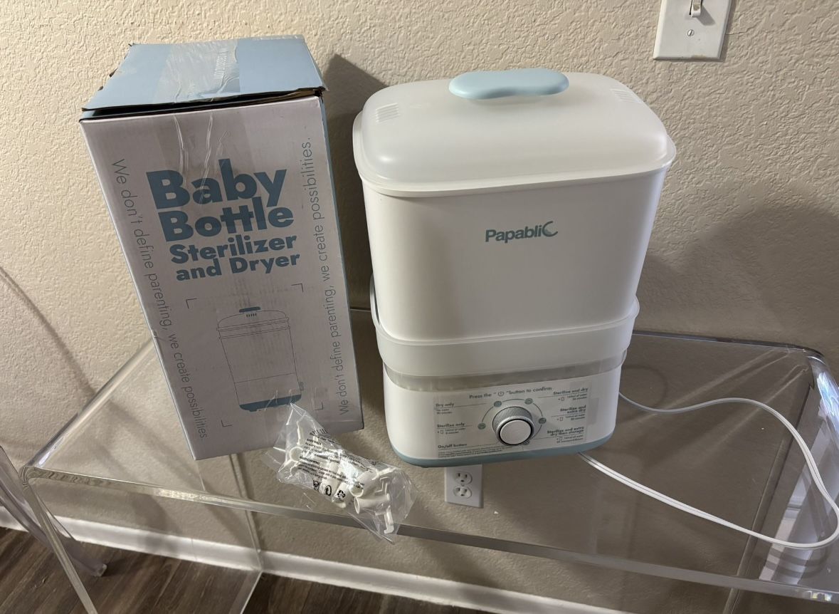 Papablic Baby Bottle Sterilizer and Dryer, Esterilizador De Biberones, Electric Steam Sterilizer for Baby Bottles, Pacifiers, and Pump Parts, Large Ca