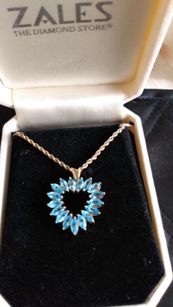 Gorgeous Aquamarine and real Gold HEART Necklace