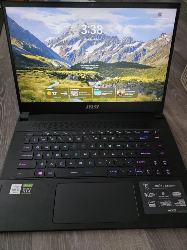 MSI G66 Stealth gaming laptop Intel i7 16GB ram NVIDIA RTX 2070 1TB SSD Windows 11