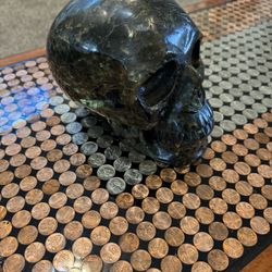 Large Laborite Skull Crystal Reflections Of Blue And Colors In Light, 14lb