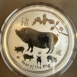 2019 2oz Australia Lunar Year Of The Pig Silver Coin 