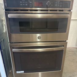 OPEN BOX GE 27 in. Wall oven microwave combo can deliver  Double Electric Wall Oven with Built-In Microwave in Stainless Steel  Retail price $3199