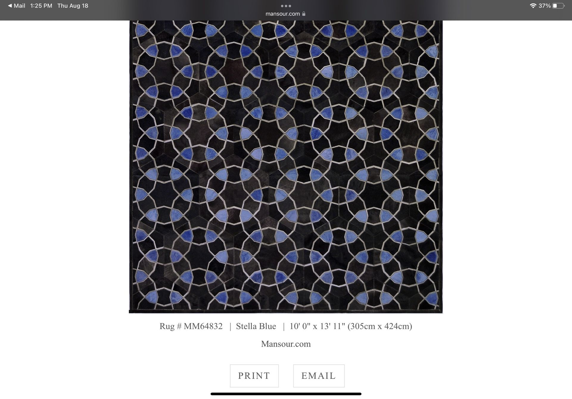 Authentic Mansour, Modern Stella Blue Area Rug A JEWEL!!