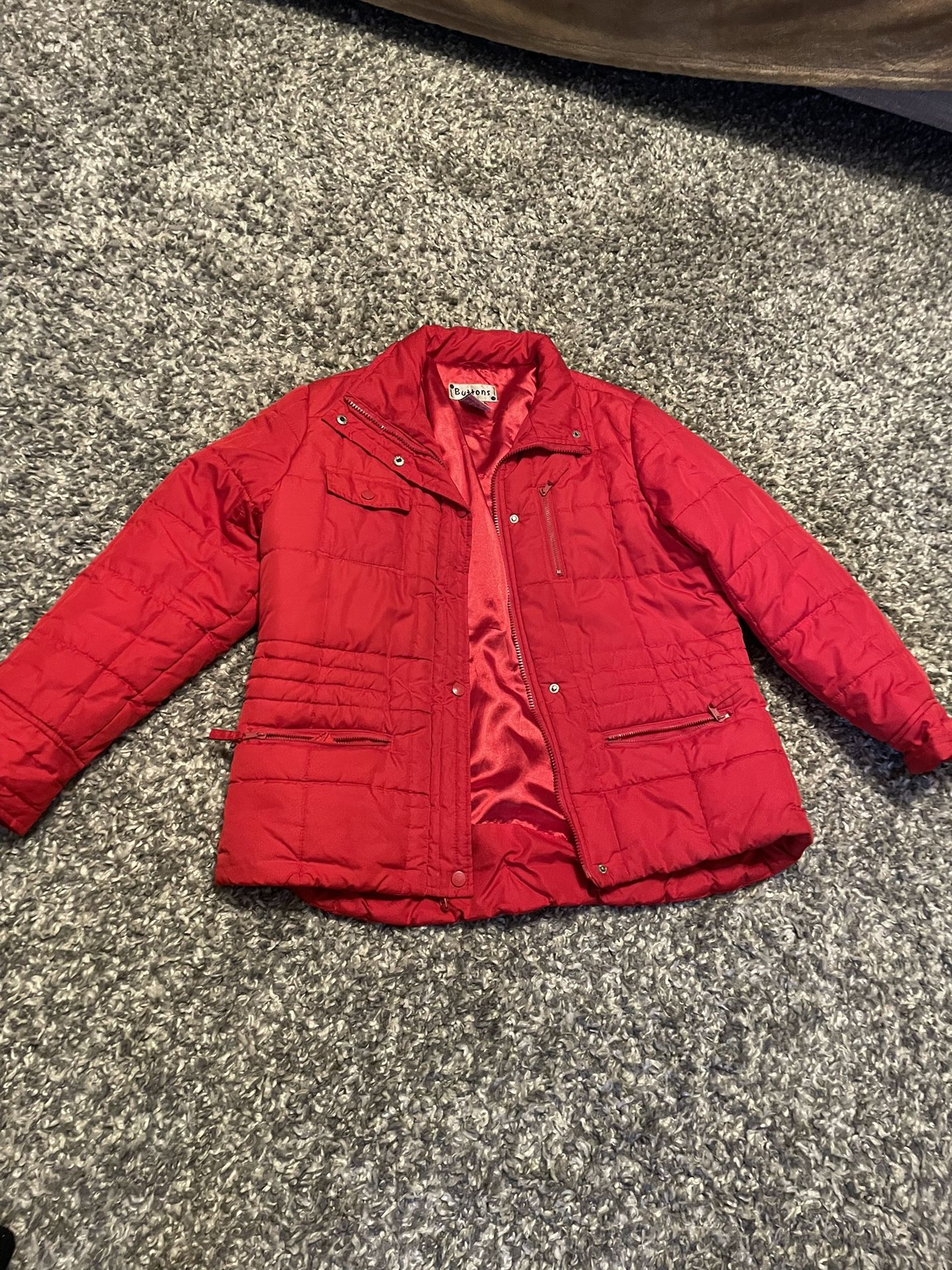 Women’s red quilted coat M