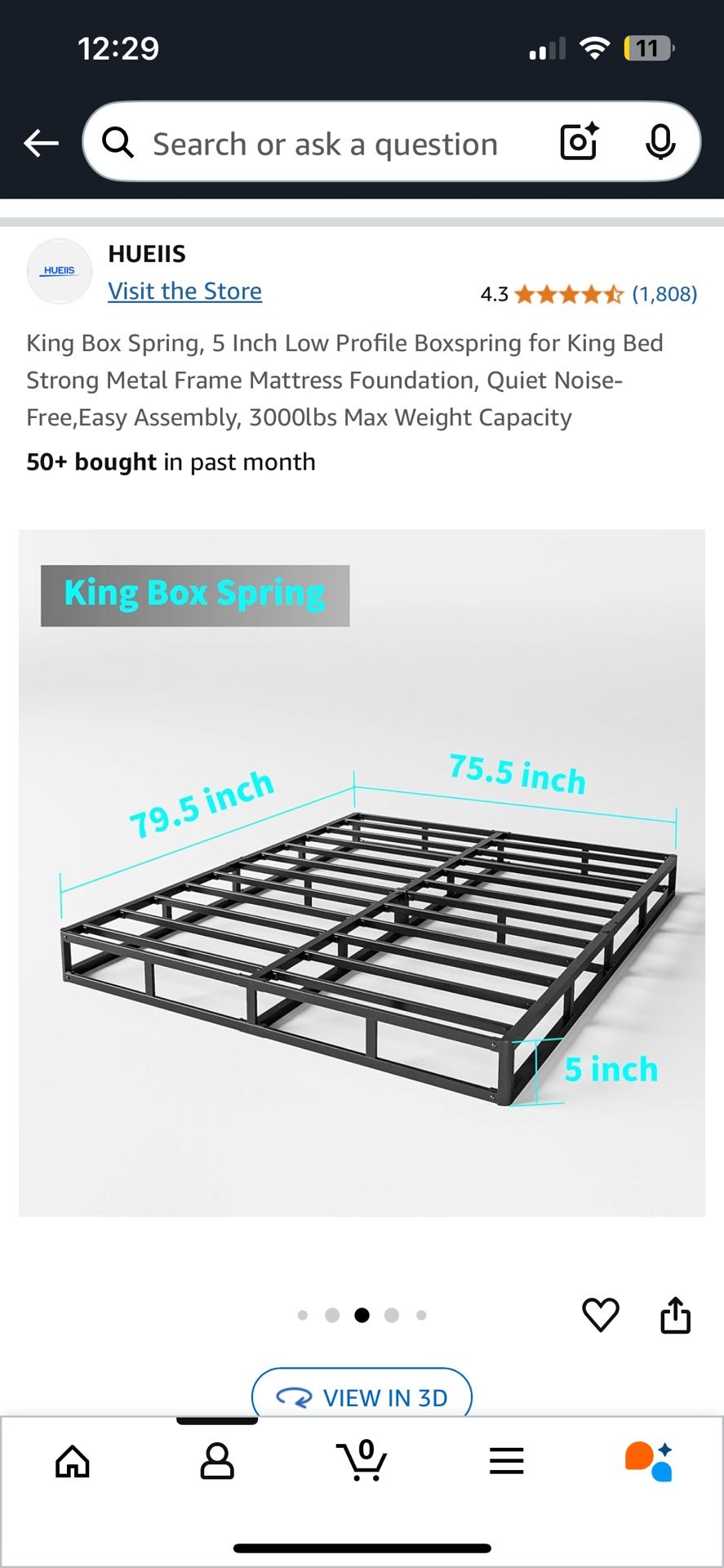 King Metal Box Spring Frame With Cover
