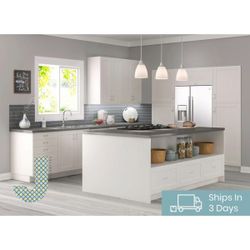 Shaker Assembled 36x30x14 in. Wall Cabinet with Frosted Glass