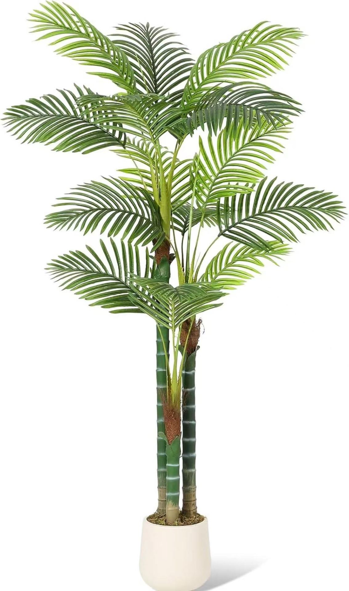 6 FT(72 in) Tall Palm Tree Fake Plant Golden Cane Palm Trees Large Artificial Plants Faux Plants for Living Room Yard Indoor Outdoor Home Decor with W
