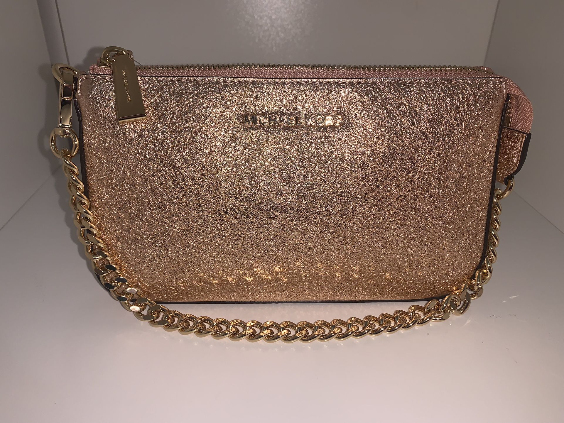 Michael Kors Medium Chain Pouchette Bag Rose Gold