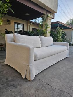 Restoration Hardware Belgian Slipcovered Track Arm Bench Cushion Sofa 7'