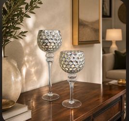 Set of 2 glass candle holder