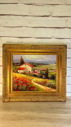 Tuscan Villa Painting Gold Framed Ornate