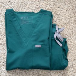 FIGS Hunter Green Scrub Top and Bottom S/XSP