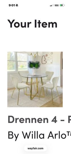 Gold, white and glass Dining set