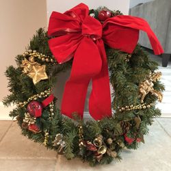 Christmas Wreath with Red Bow