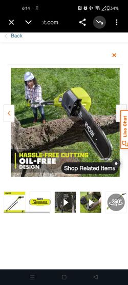 Ryobi 18 volt pole saw 10 ft no battery just tool I have battery for you to try it $60