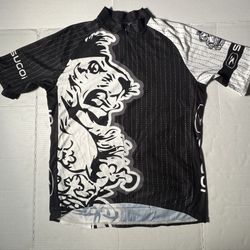 Pre Owned Good  Sugoi Wheelmen  Cycling Jersey  Half Zip  Short Sleeve  Black White  Men  Size Small