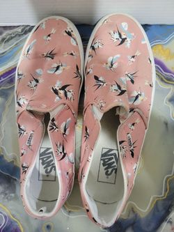 VANS Asher Birds of Paradise Blush Pink Slip on Sneakers Women's Size 10