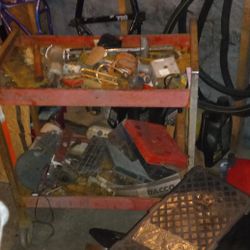 Tool Box Moter Jack An Cart On Wheels An Bunch Of Tools
