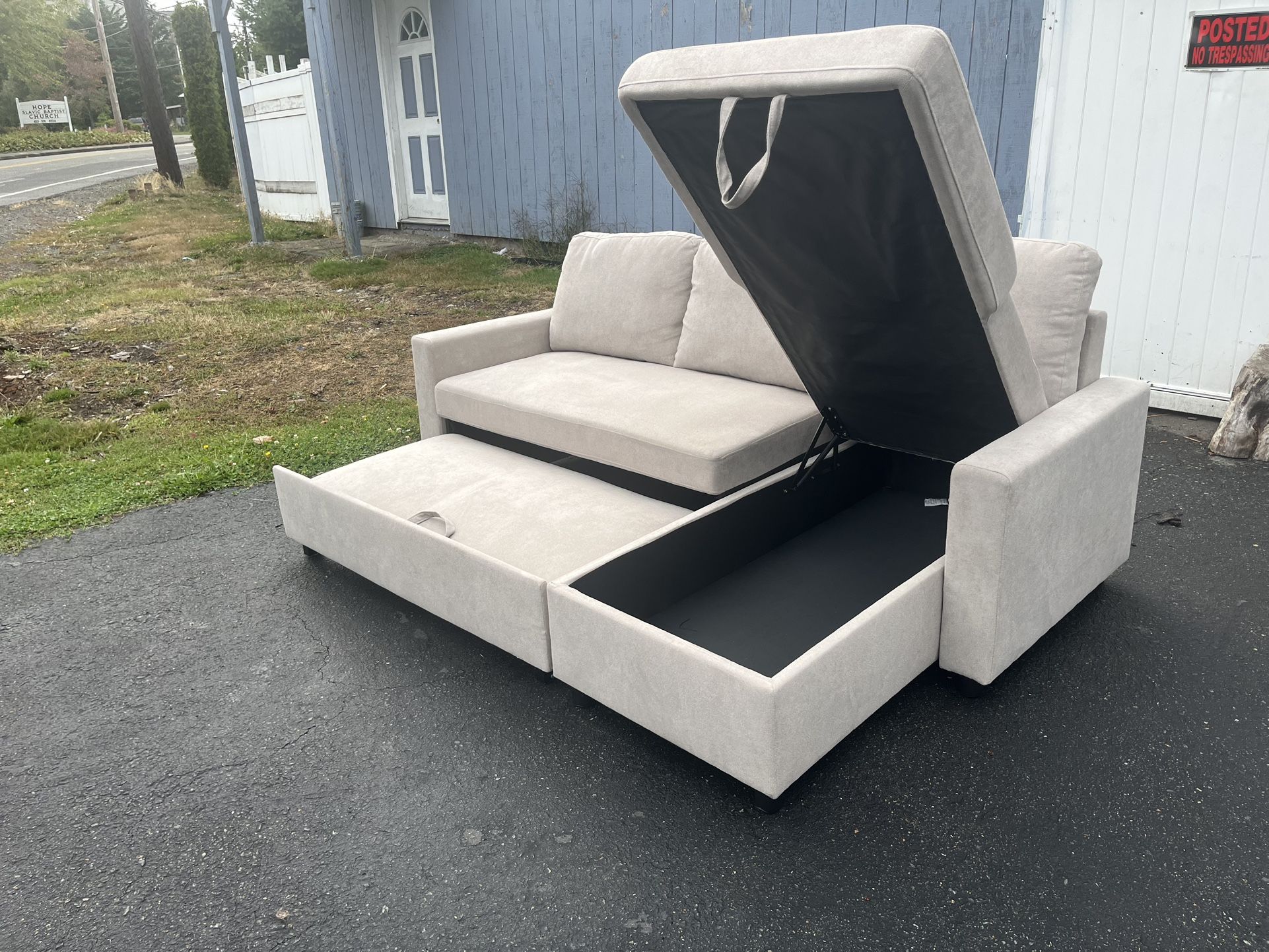 Gray Sleeper Sectional Couch