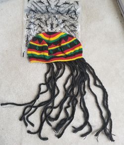 Jamaican Rastafari Knit Hat W/Dreadlocks