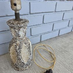 Vintage 1960s Drip Glaze Ceramic Table Lamp 12.5” Brown Beige Boho MCM Leviton USA