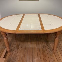 Kitchen / Dining Room Table with Tile Top and 1 Leaf (round Or Oval)