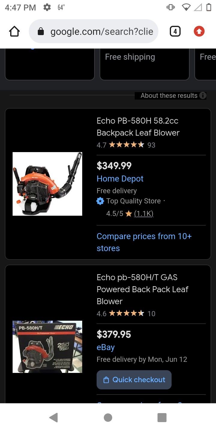 Echo Backpack Gas Leaf Blower
