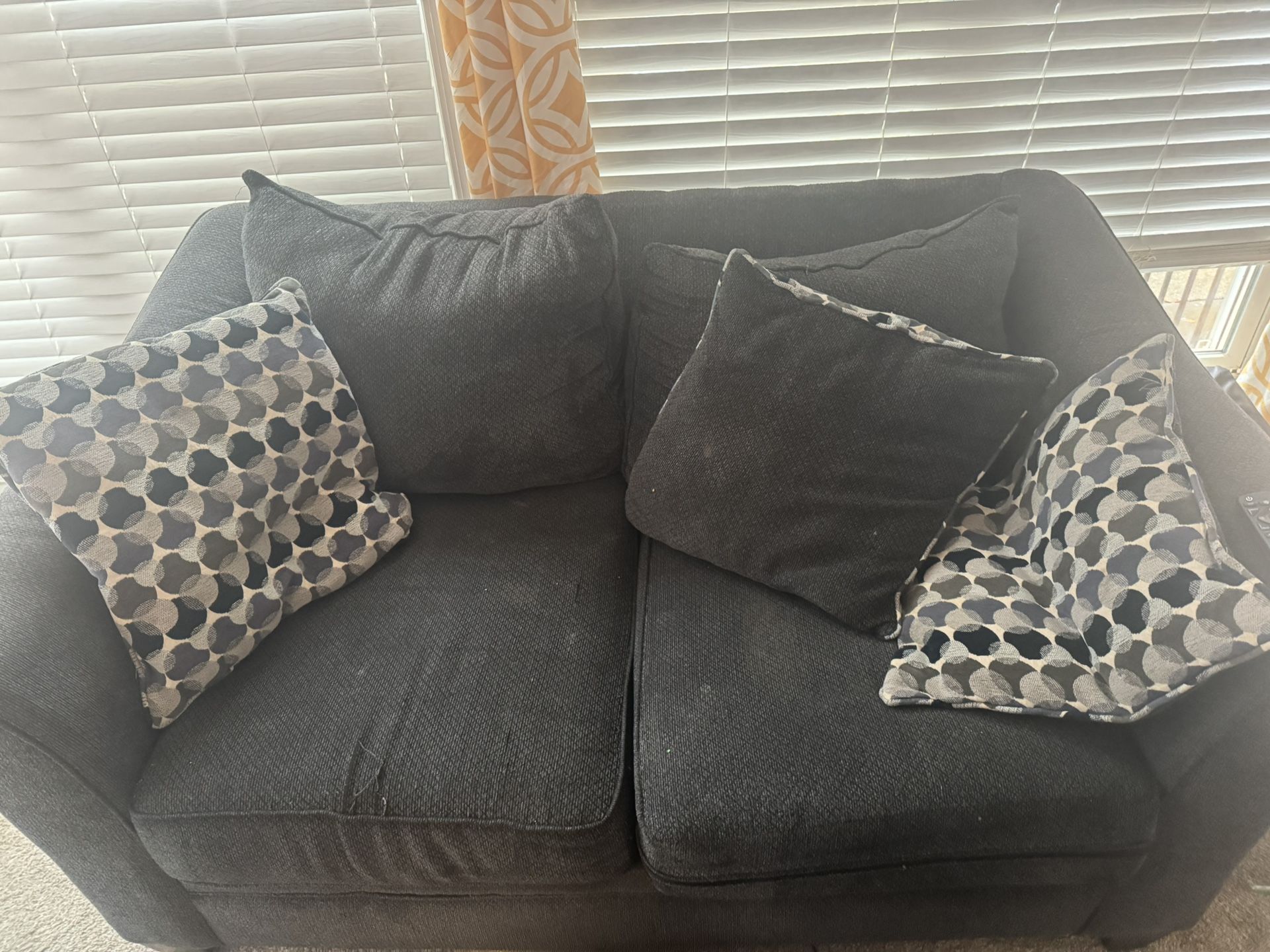 Dark Navy Sofa (couch) And Two Love Seats Plus Pillows