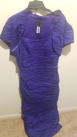 Purple dress with shoulder jacket