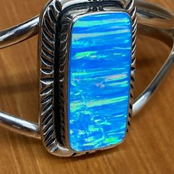 Mexico Silver Blue Opal Bracelet