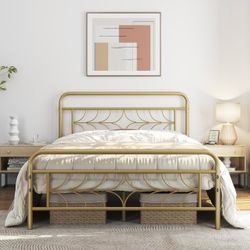 Queen Size Bed Frame Metal Platform Bed with Sparkling Star-Inspired Design Headboard, 13 Inch Underbed Storage, No Box Spring Needed, Easy Assembly,