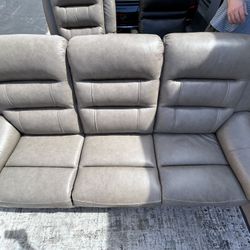 New Taupe Leather Power Reclining Sofa