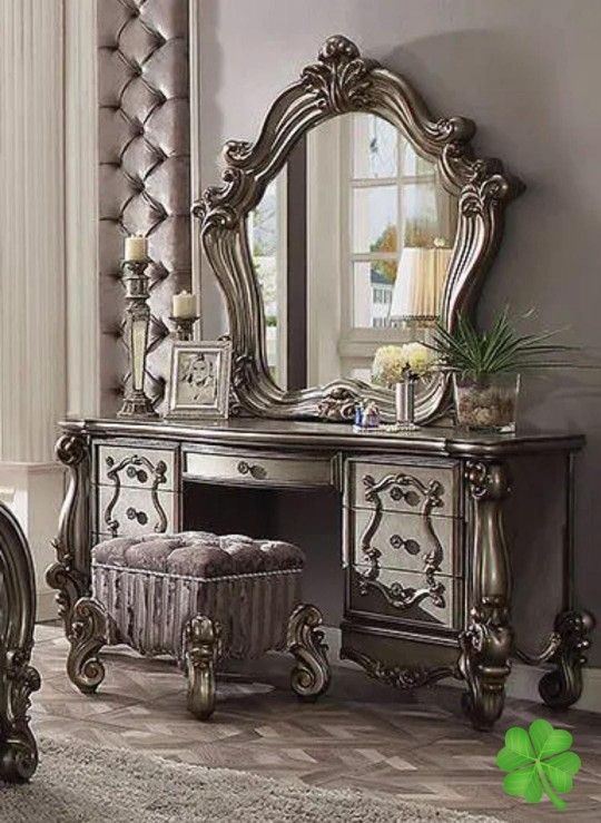 Versailles Vanity Desk  Antique Platinum 