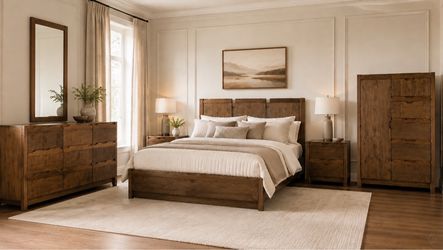 Like NEW Vintage 6-Piece BEDROOM SET Queen DRESSER BED Night Stands Mirror