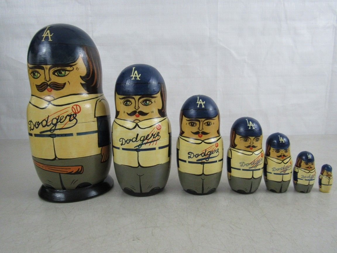 Los Angeles Dodgers Russian Hand Crafted Nesting Dolls 7 Piece Set

