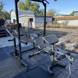 Squat Rack, Bench And Flooring 