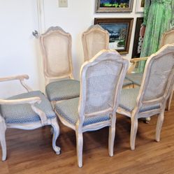 French Style, Cane Back Dining Chairs, Set Of 6