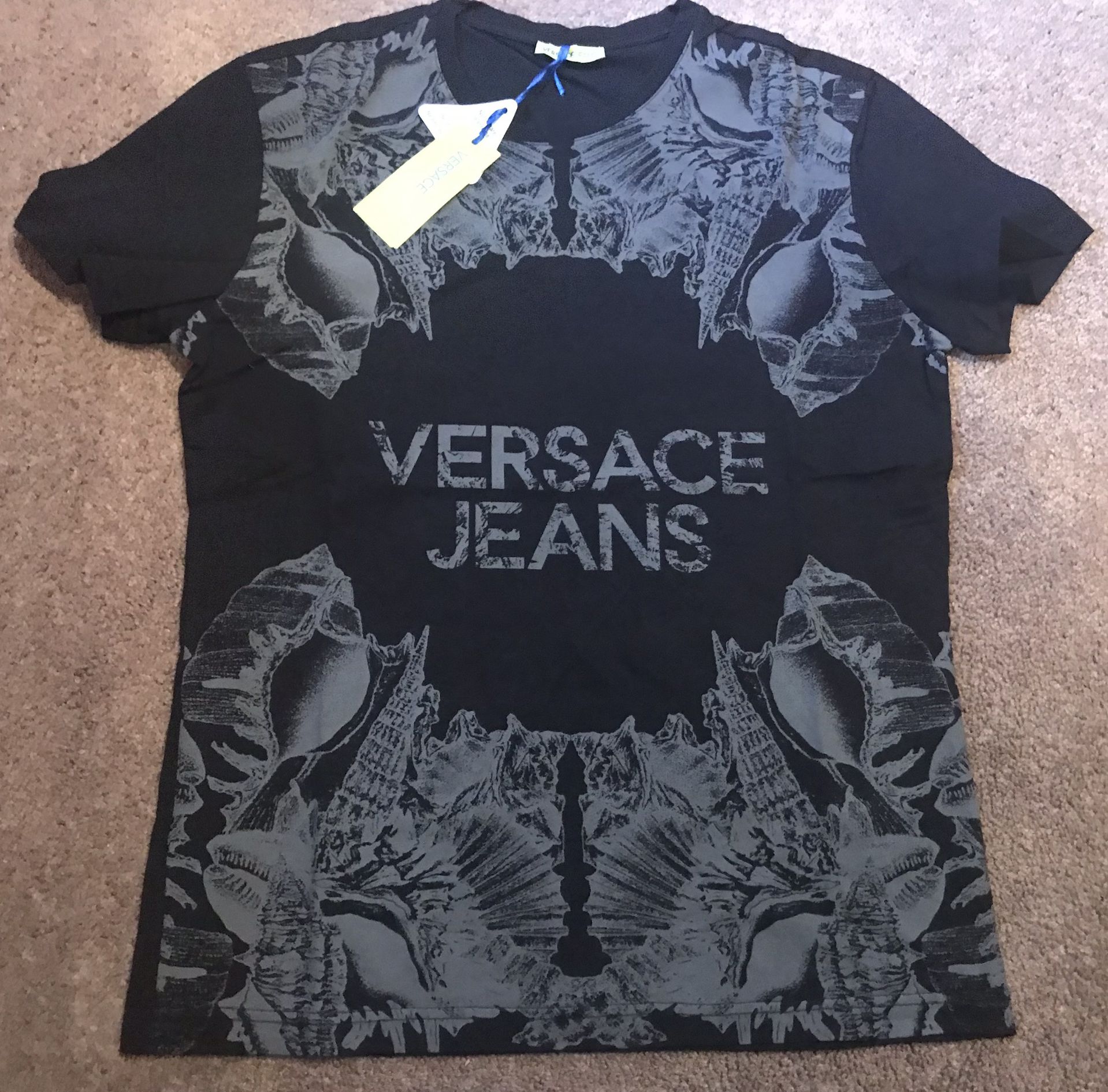 Versace Jeans Logo Graphic T-Shirt Tee Black Mens Size L