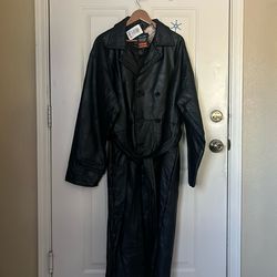 Giovanni Navarre Italian Genuine Leather Trench Coat
