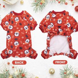 Brand New Christmas Dog Pajamas for Small Dogs, Fleece Warm Winter Dog Pjs Puppy Holiday Apparel Clothes, Cute Penguin Pattern Pet Onesies Dogs Christ